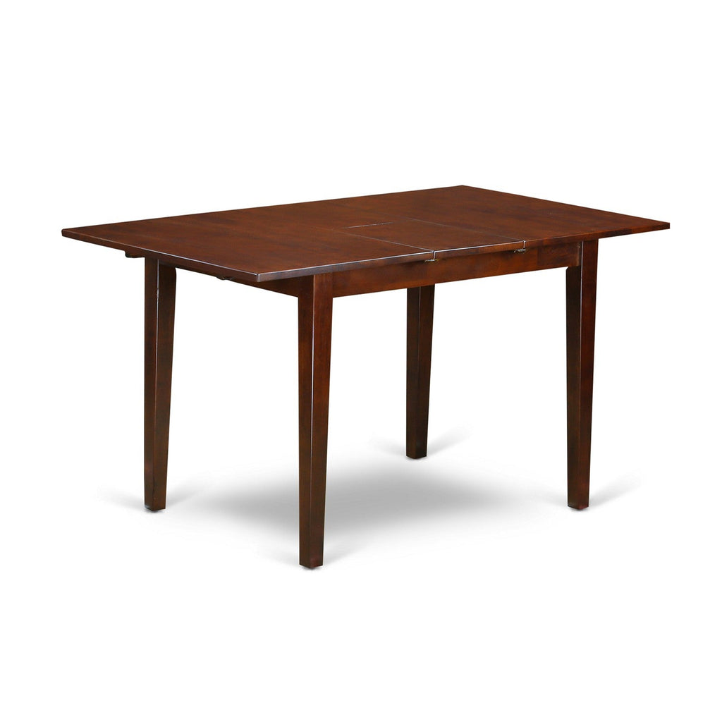 East West Furniture PSNO7-MAH-W 7 Piece Dining Table Set Consist of a Rectangle Dining Room Table with Butterfly Leaf and 6 Wooden Seat Chairs, 32x60 Inch, Mahogany