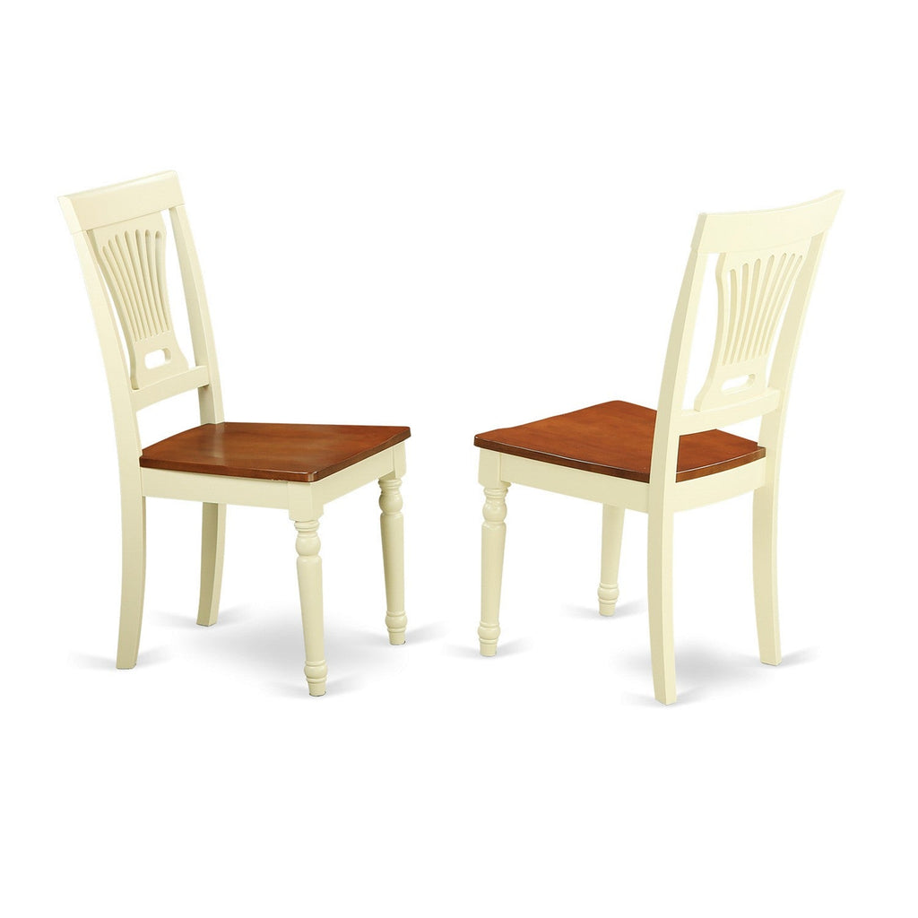 East West Furniture QUPL7-WHI-W 7 Piece Kitchen Table & Chairs Set Consist of a Rectangle Dining Room Table with Butterfly Leaf and 6 Solid Wood Seat Chairs, 40x78 Inch, Buttermilk & Cherry