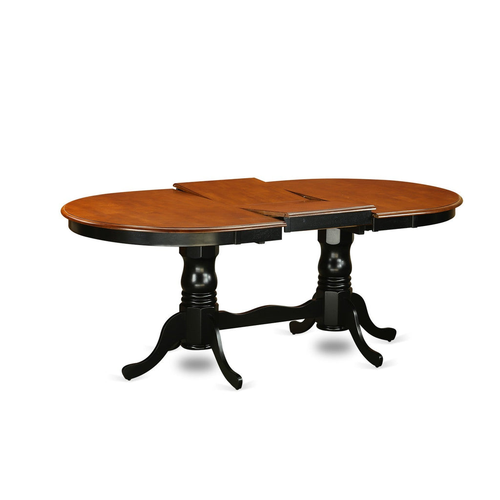 East West Furniture PLAV5-BCH-W 5 Piece Dining Room Furniture Set Includes an Oval Kitchen Table with Butterfly Leaf and 4 Dining Chairs, 42x78 Inch, Black & Cherry
