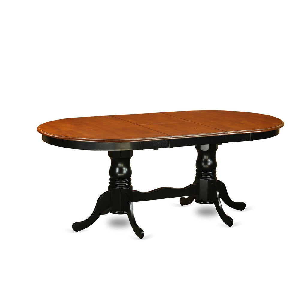 East West Furniture PLAI7-BLK-W 7 Piece Dining Room Table Set Consist of an Oval Kitchen Table with Butterfly Leaf and 6 Dining Chairs, 42x78 Inch, Black & Cherry