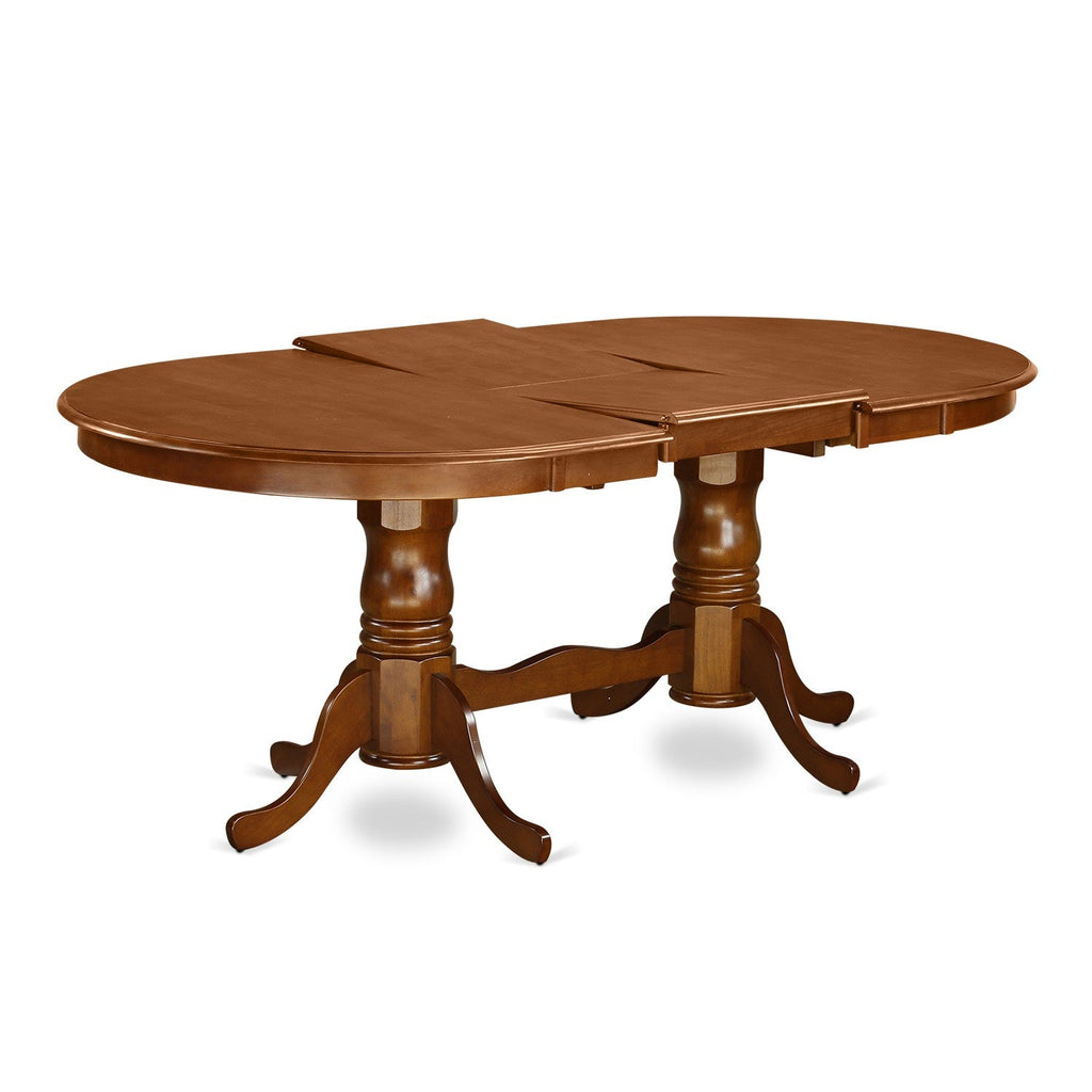 East West Furniture PLNA7-SBR-C 7 Piece Kitchen Table Set Consist of an Oval Dining Table with Butterfly Leaf and 6 Linen Fabric Dining Room Chairs, 42x78 Inch, Saddle Brown