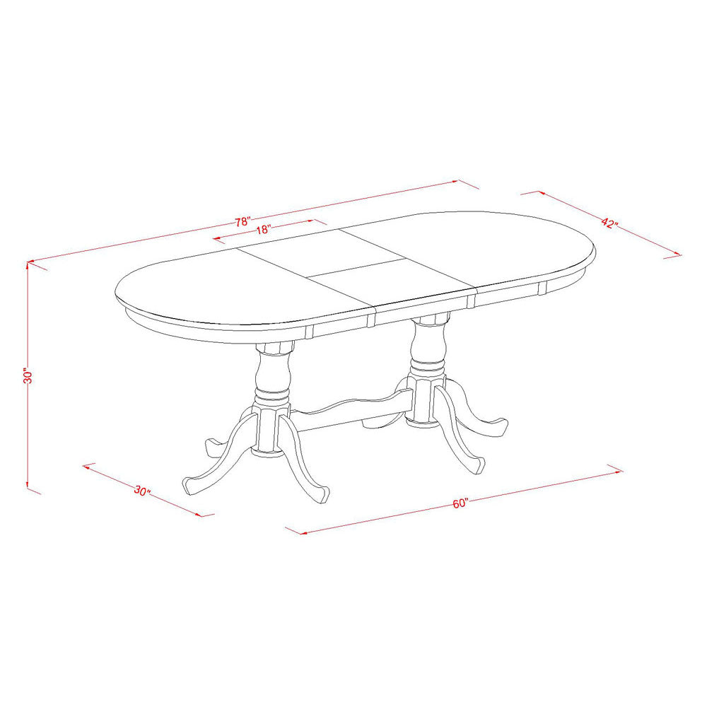 East West Furniture PLAN7-WHI-W 7 Piece Modern Dining Table Set Consist of an Oval Wooden Table with Butterfly Leaf and 6 Kitchen Dining Chairs, 42x78 Inch, Buttermilk & Cherry