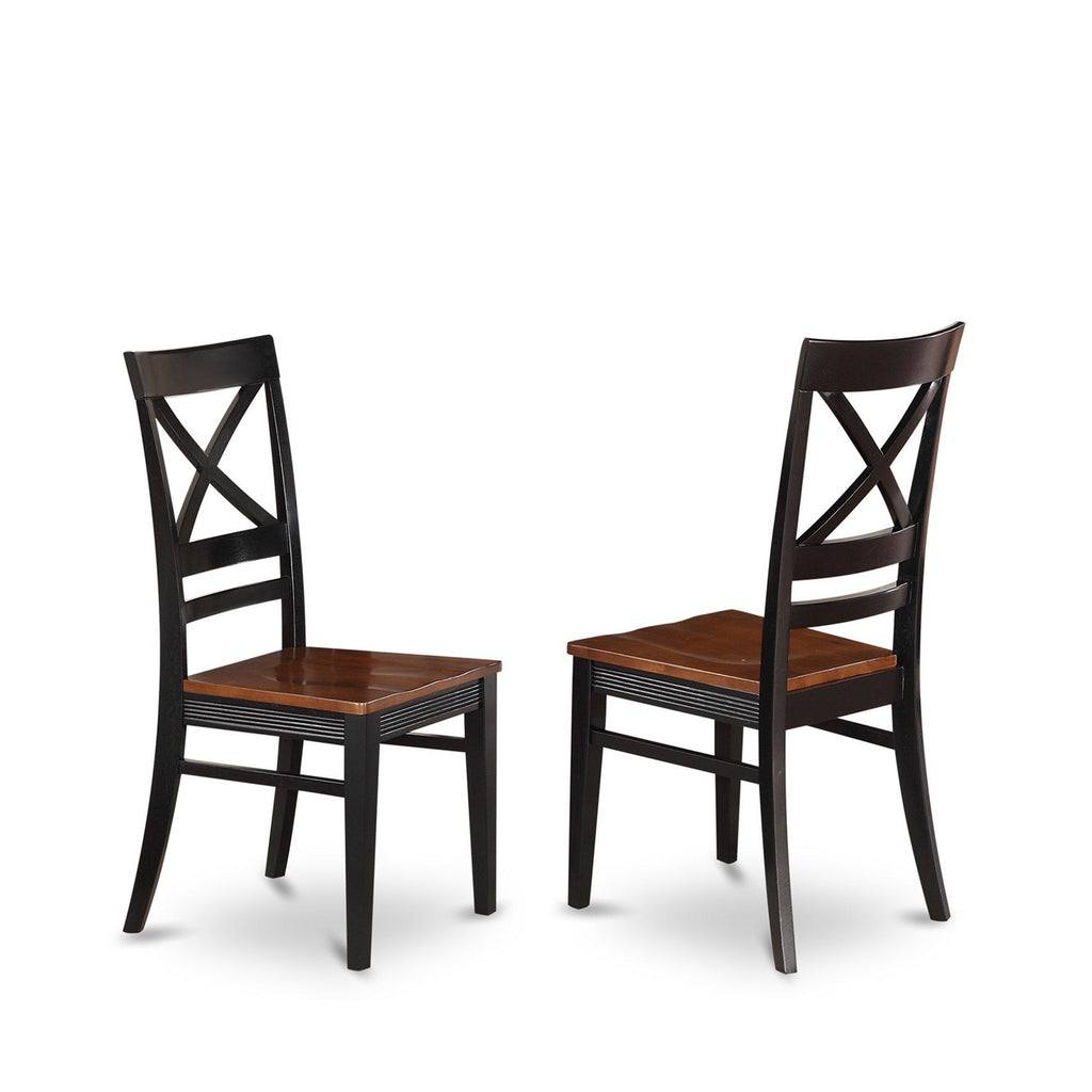 East West Furniture ANQU3-BLK-W 3 Piece Kitchen Table & Chairs Set Contains a Round Dining Room Table with Pedestal and 2 Dining Room Chairs, 36x36 Inch, Black & Cherry