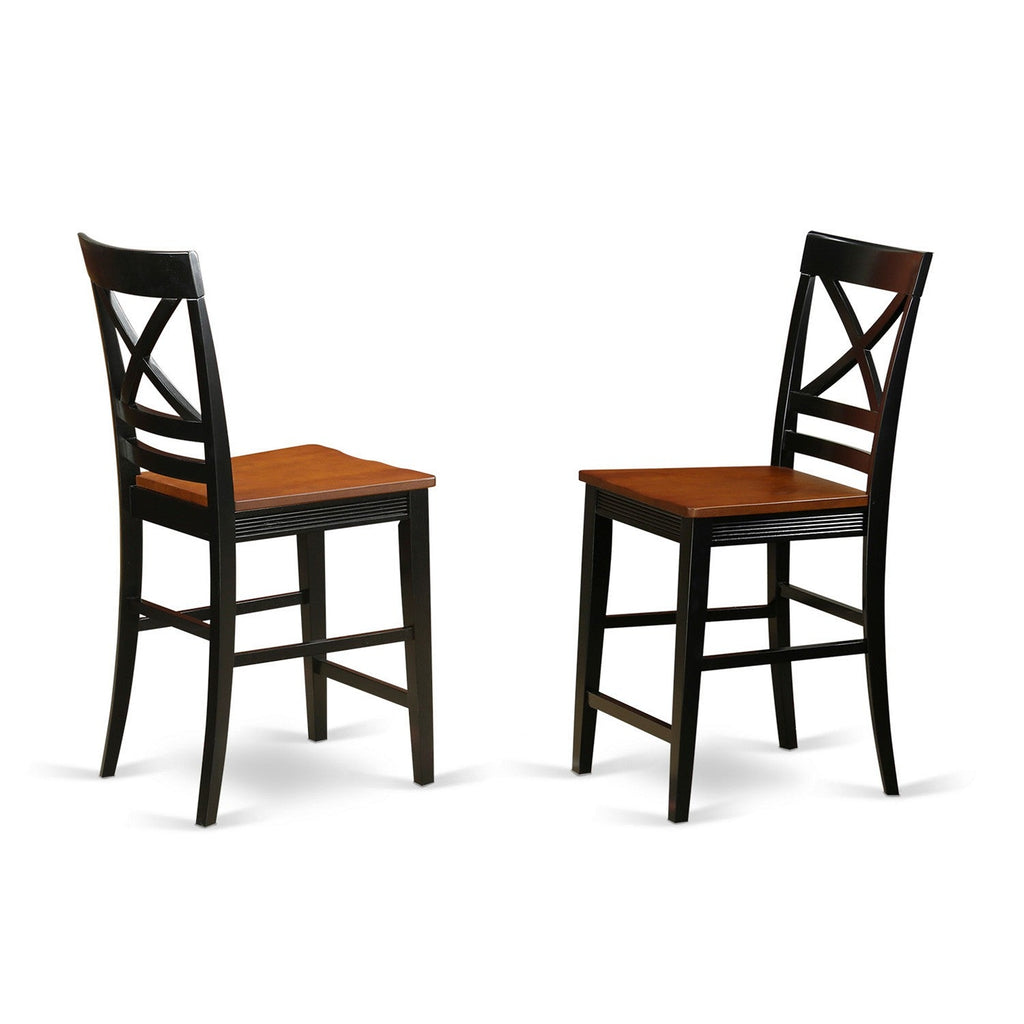 East West Furniture FAQU5H-BLK-W 5 Piece Counter Height Pub Set Includes a Square Dining Table with Pedestal and 4 Kitchen Dining Chairs, 54x54 Inch, Black & Cherry