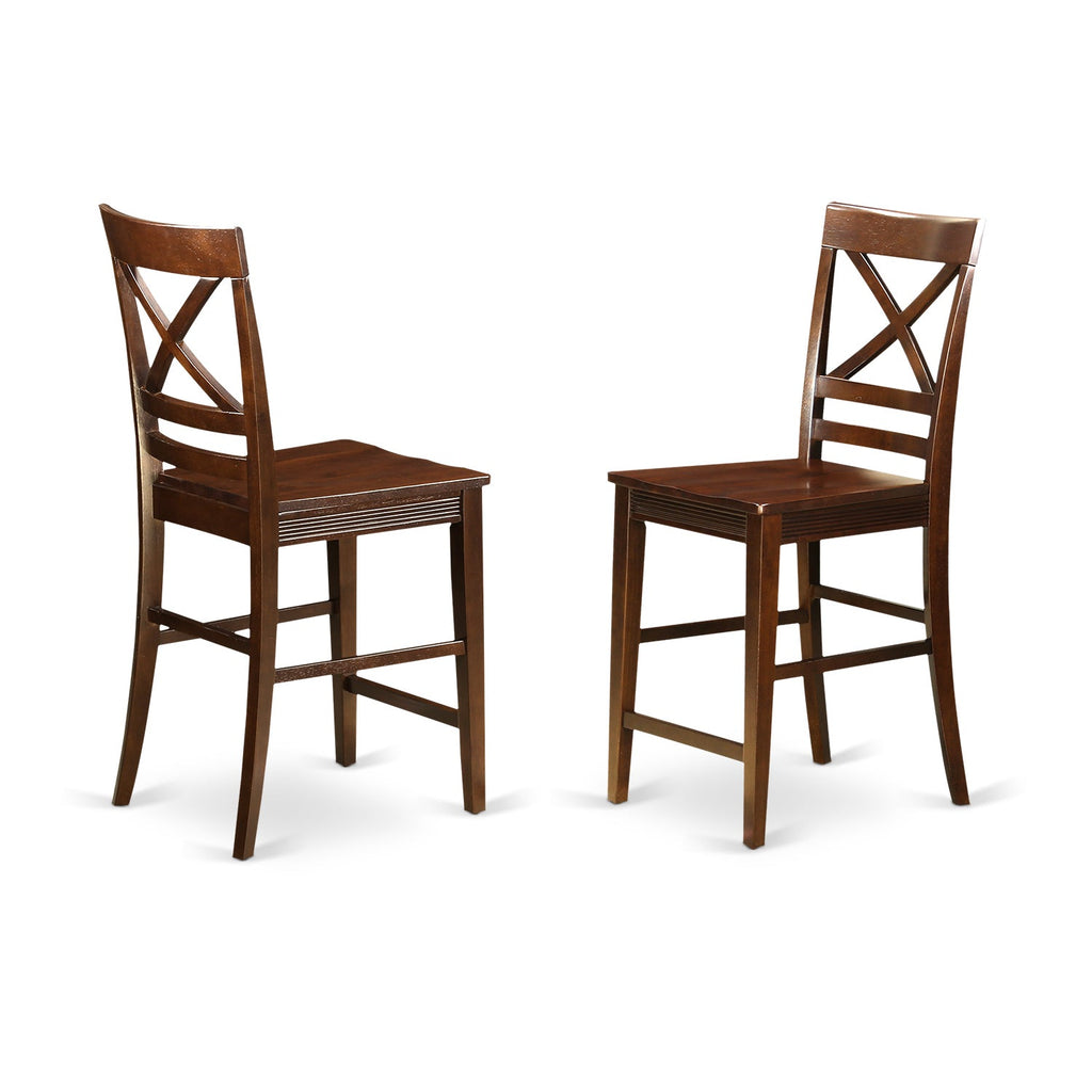 East West Furniture VNQU3-MAH-W 3 Piece Counter Height Pub Set for Small Spaces Contains a Square Dining Room Table and 2 Kitchen Chairs, 36x36 Inch, Mahogany