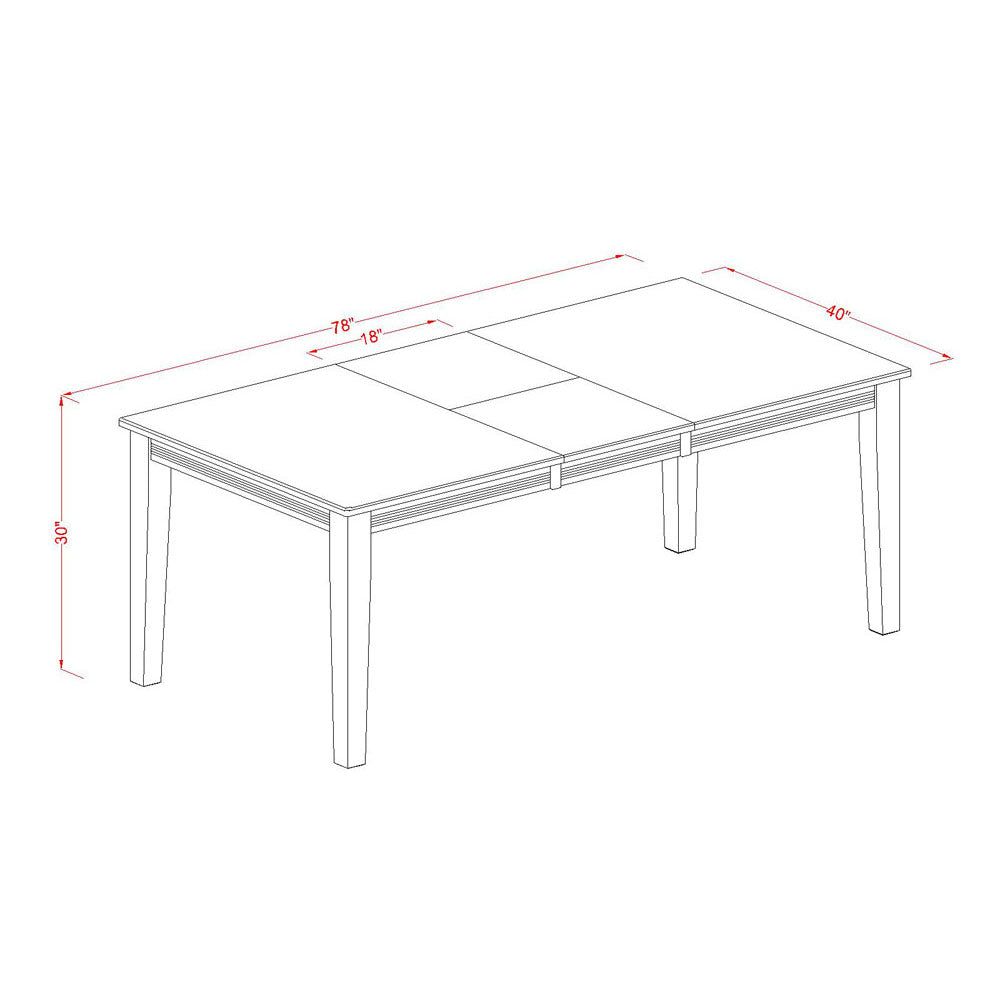 East West Furniture QUIN7-WHI-W 7 Piece Dining Set Consist of a Rectangle Dining Room Table with Butterfly Leaf and 6 Wood Seat Chairs, 40x78 Inch, Buttermilk & Cherry