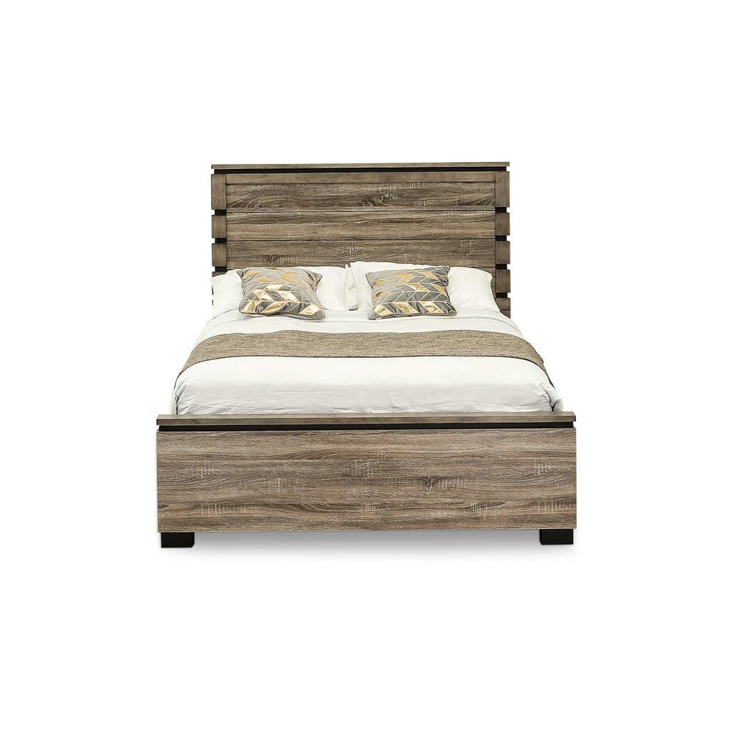 East West Furniture Savona 2 Piece Queen Size Bedroom Set in Antique Gray Finish with Queen Bed,Nightstand