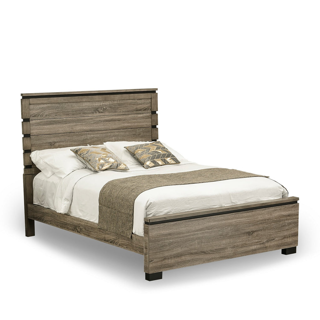 East West Furniture Savona 4 Piece Queen Size Bedroom Set in Antique Gray Finish with Queen Bed,2 Nightstands Chest