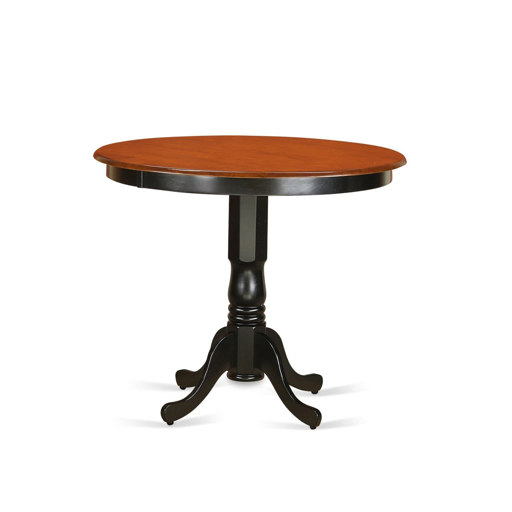 East West Furniture TRT-BLK-TP Trenton Counter Height Table - a Round Dining Table Top with Pedestal Base, 42x42 Inch, Black & Cherry