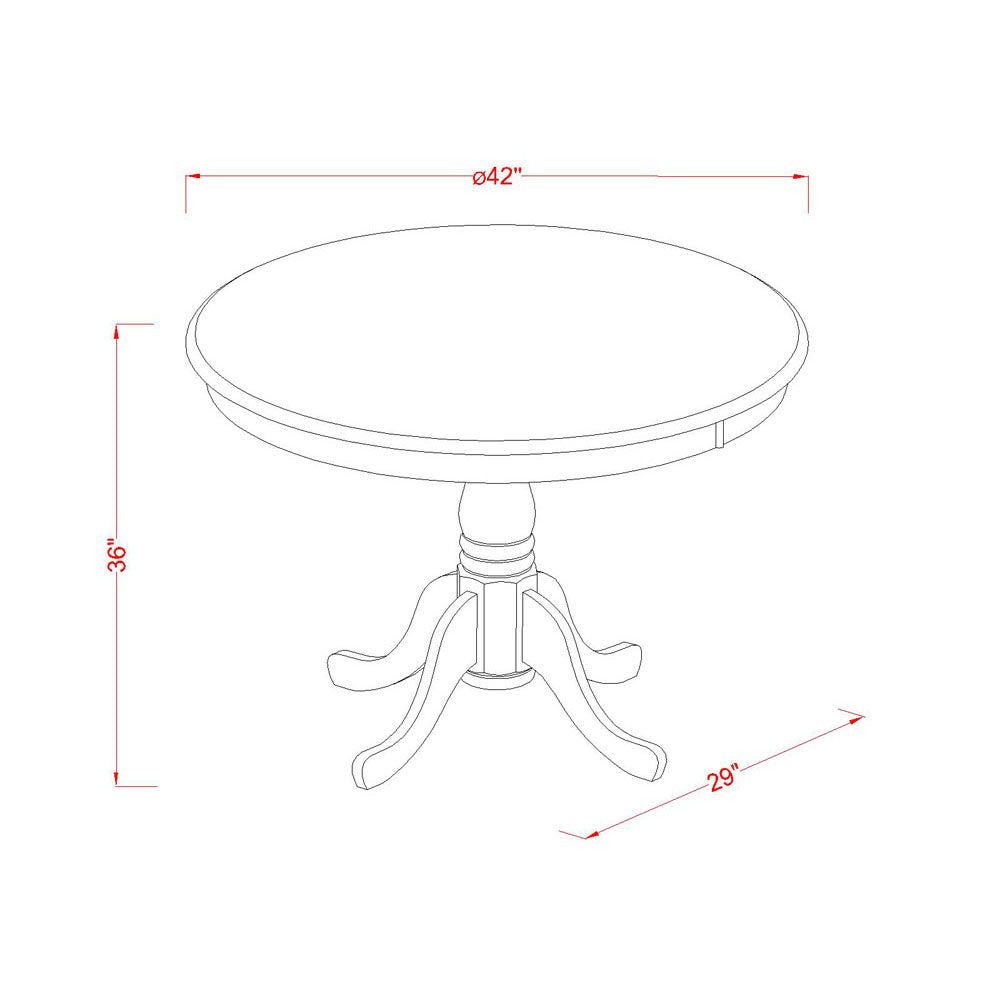 East West Furniture TRFA3-BLK-W 3 Piece Counter Height Dining Set for Small Spaces Contains a Round Dining Room Table and 2 Wooden Seat Chairs, 42x42 Inch, Black & Cherry