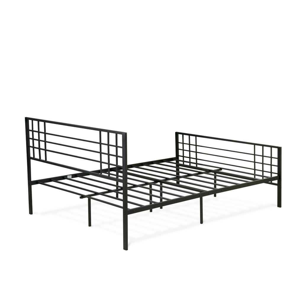 East West Furniture TYFBBLK Tyler Bed Frame with 9 Metal Legs - High-class Bed in Powder Coating Black Color