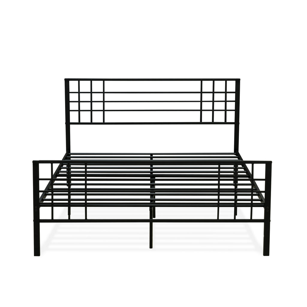 East West Furniture TYQBBLK Tyler Queen Platform Bed with 9 Metal Legs - Magnificent Bed in Powder Coating Black Color