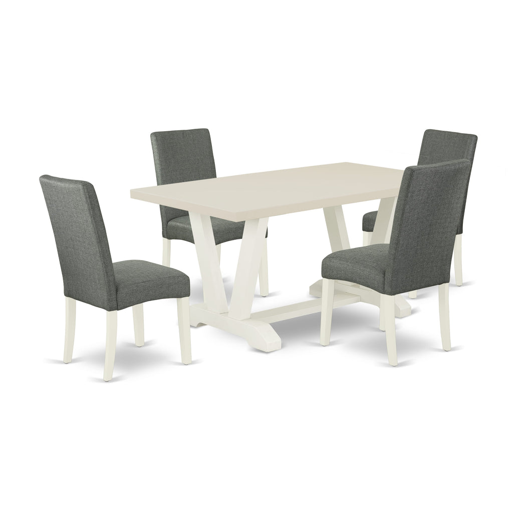 East West Furniture V026DR207-5 - 5-Piece Dining Room Table Set - 4 Parson Dining Chairs and a Rectangular Table Hardwood Structure