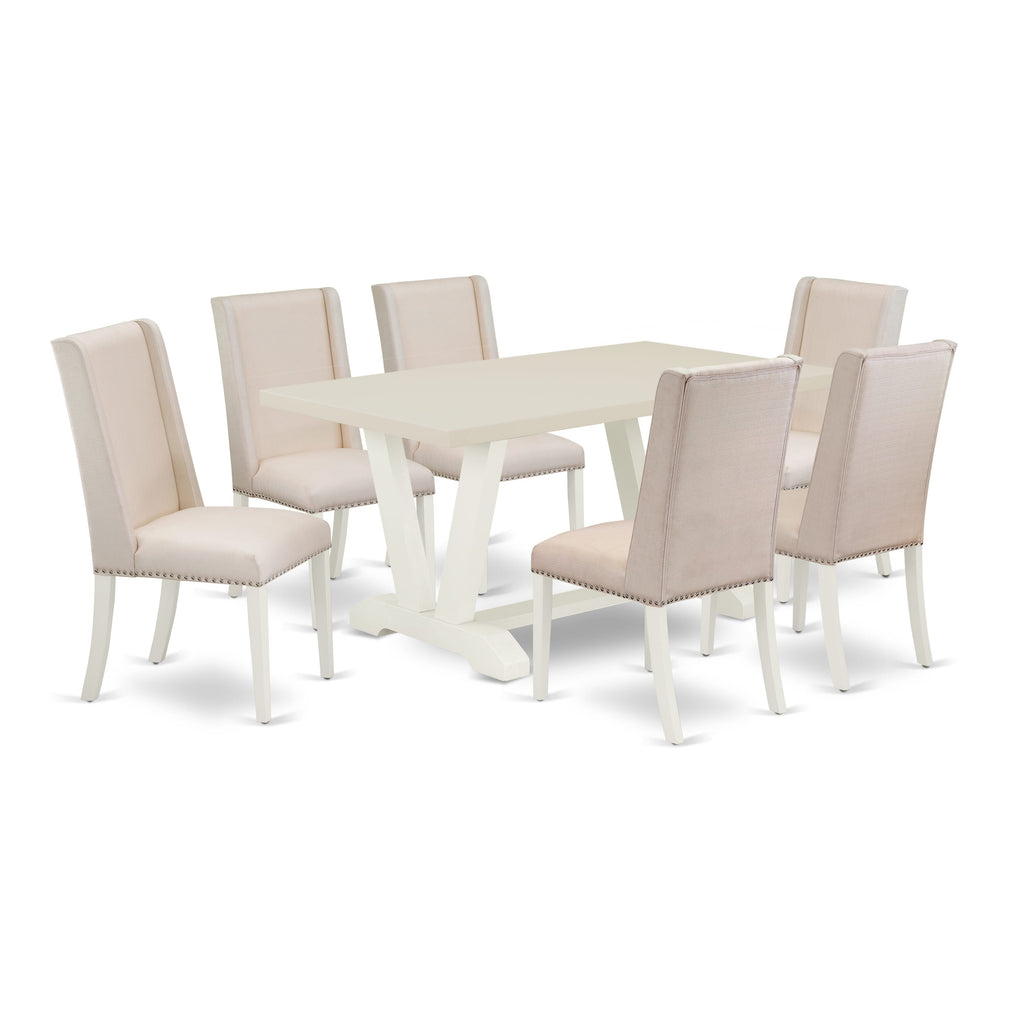 East West Furniture V026FL201-7 - 7-Piece Kitchen Table Set - 6 Parson Chairs and Dinner Table Hardwood Structure