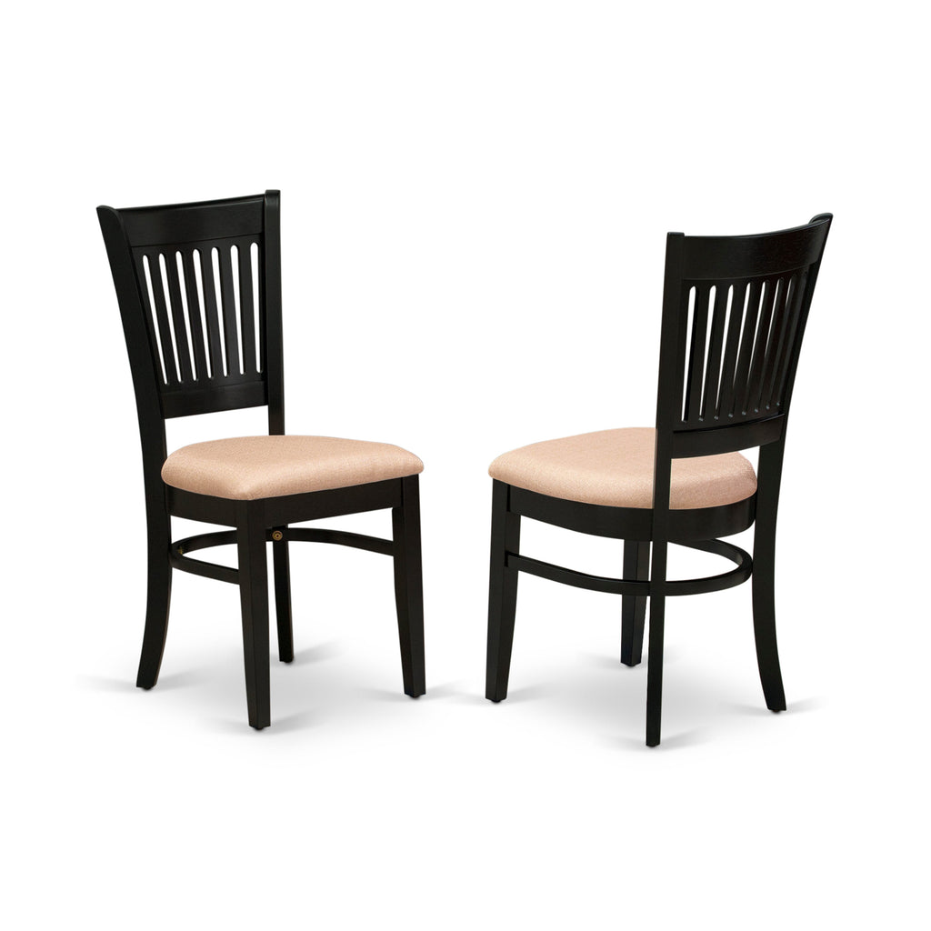 East West Furniture VAC-BLK-C Vancouver Dining Chairs - Linen Fabric Upholstered Wood Chairs, Set of 2, Black