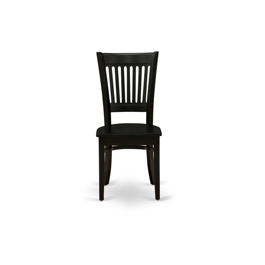 East West Furniture SHVA3-BLK-W 3 Piece Kitchen Table & Chairs Set Contains a Round Dining Room Table with Pedestal and 2 Dining Room Chairs, 42x42 Inch, Black