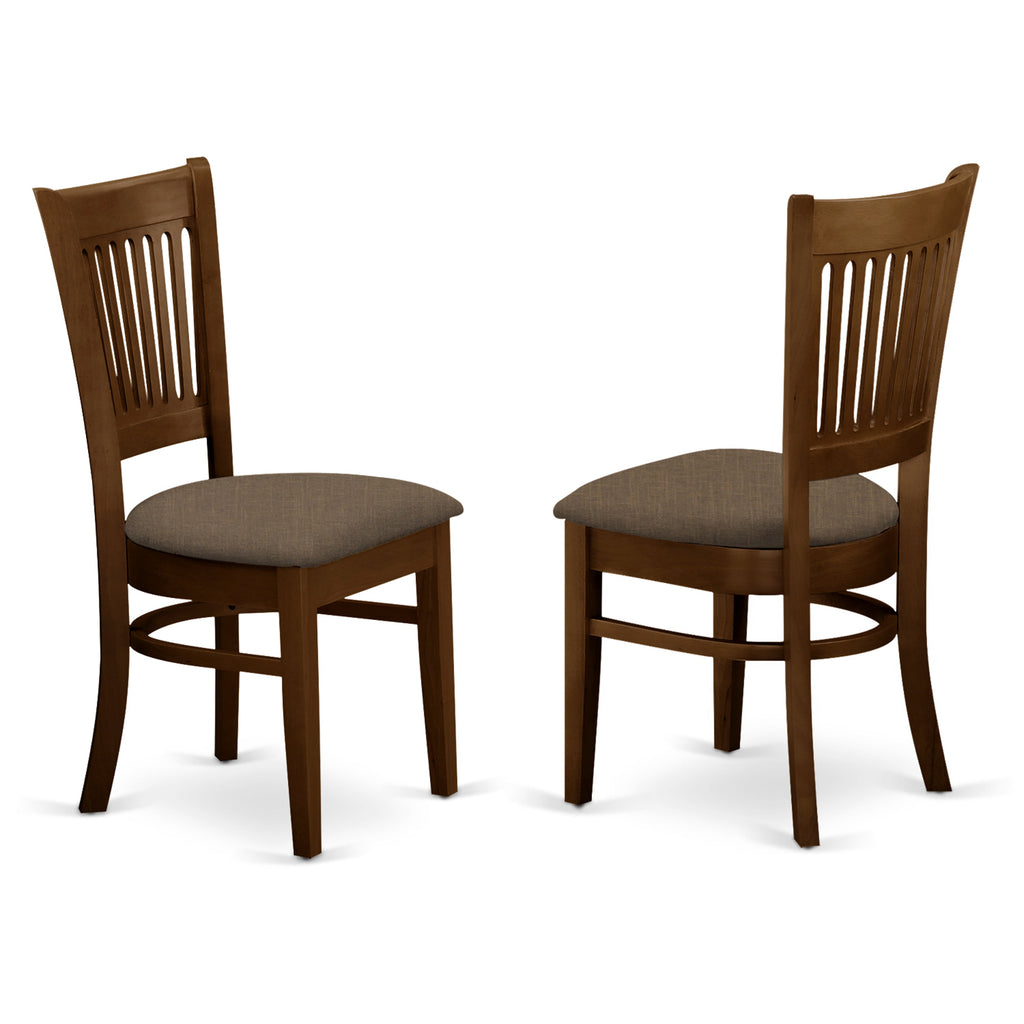 East West Furniture VAC-ESP-C Vancouver Kitchen Dining Chairs - Linen Fabric Upholstered Wooden Chairs, Set of 2, Espresso