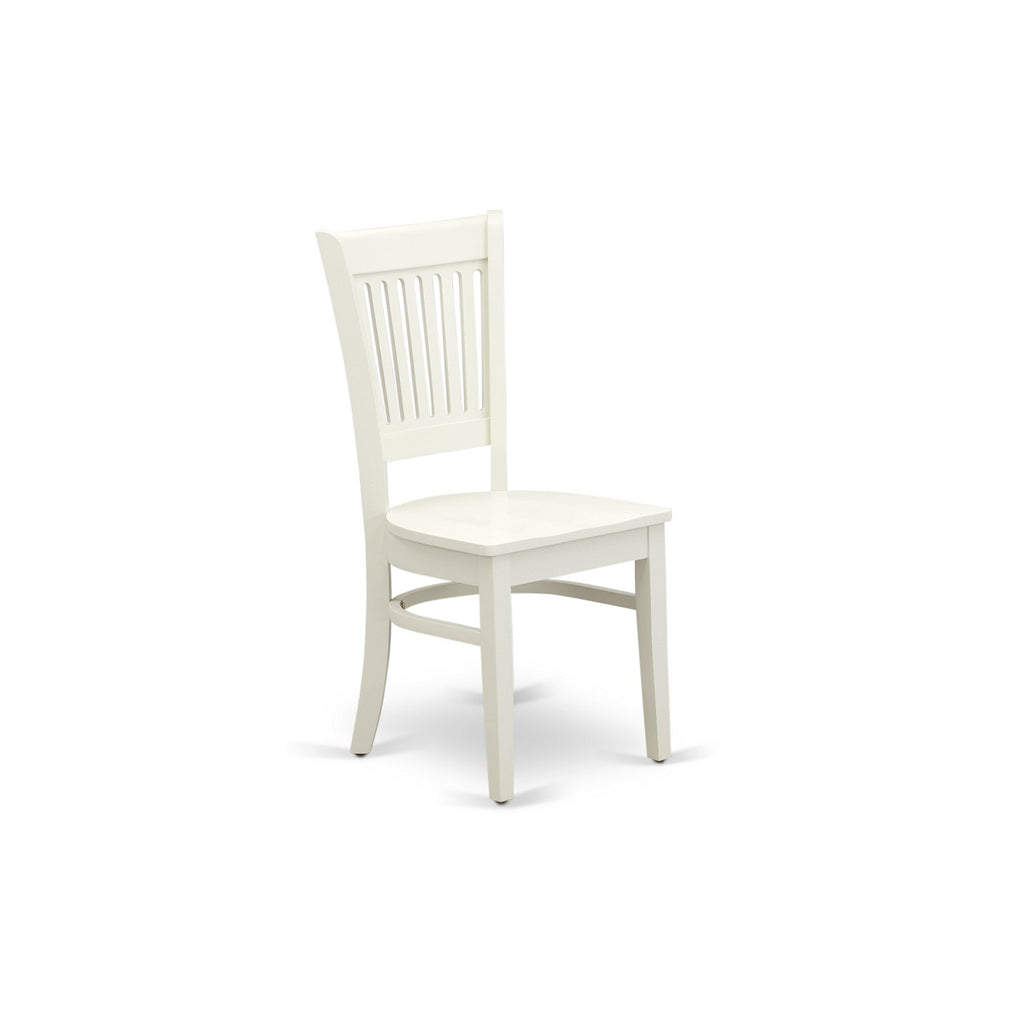 East West Furniture VAC-LWH-W Vancouver Dining Chairs - Slat Back Wood Seat Kitchen Chairs, Set of 2, Linen White