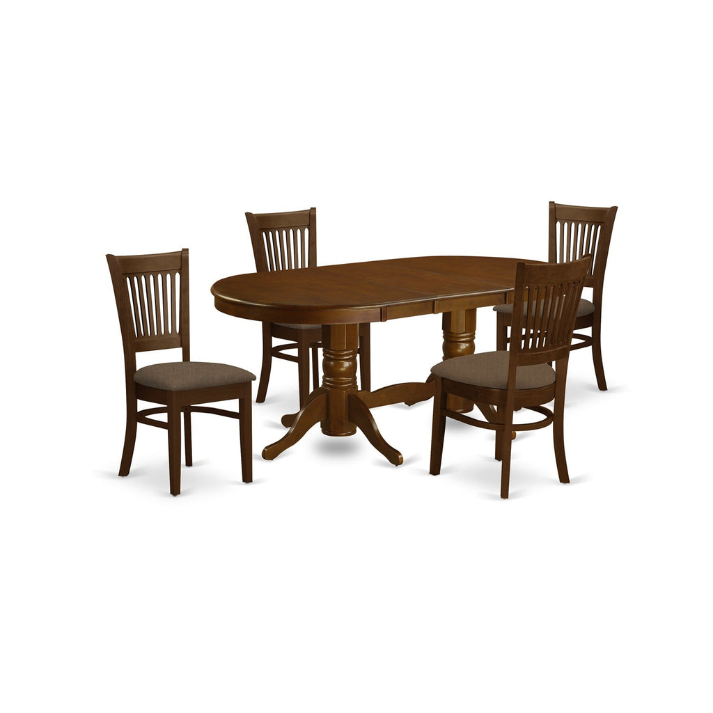 East West Furniture VANC5-ESP-C 5 Piece Dining Table Set for 4 Includes an Oval Kitchen Table with Butterfly Leaf and 4 Linen Fabric Dining Room Chairs, 40x76 Inch, Espresso