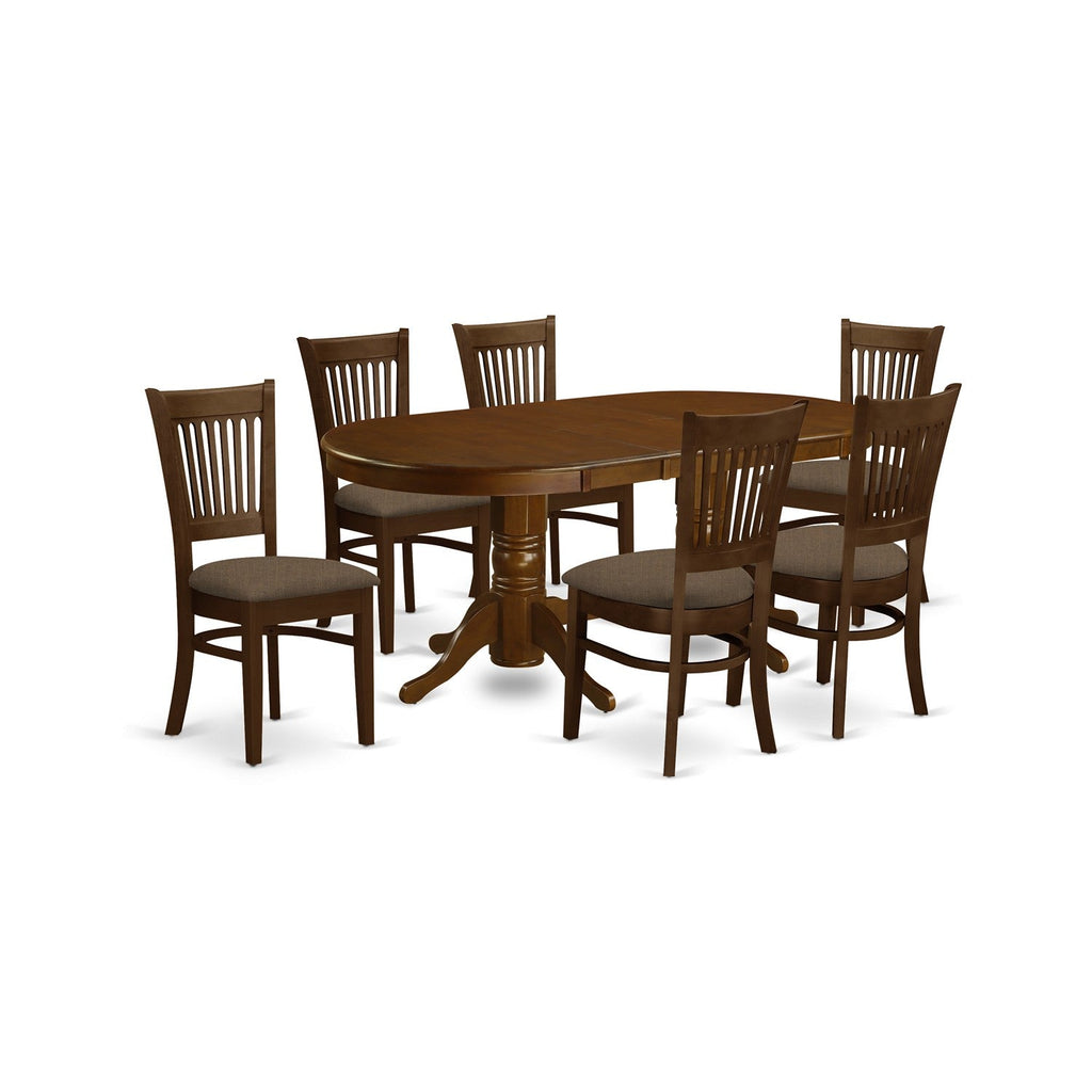 East West Furniture VANC7-ESP-C 7 Piece Kitchen Table & Chairs Set Consist of an Oval Dining Room Table with Butterfly Leaf and 6 Linen Fabric Upholstered Chairs, 40x76 Inch, Espresso