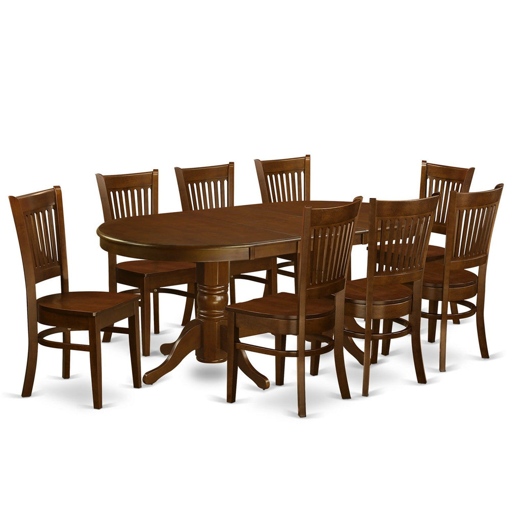 East West Furniture VANC9-ESP-W 9 Piece Modern Dining Table Set Includes an Oval Wooden Table with Butterfly Leaf and 8 Dining Chairs, 40x76 Inch, Espresso
