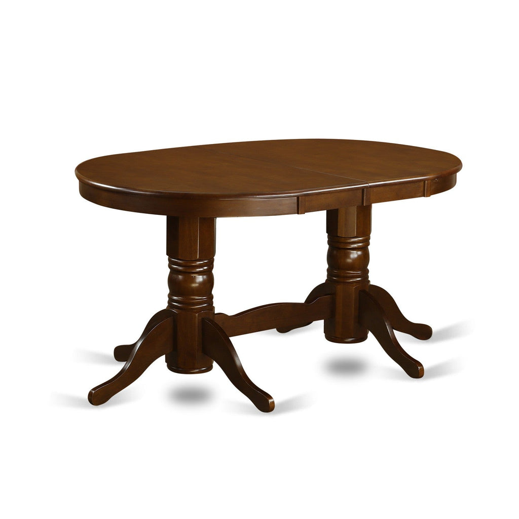 East West Furniture VAT-ESP-TP Vancouver Dining Room Table - an Oval kitchen Table Top with Butterfly Leaf & Double Pedestal Base, 40x76 Inch, Espresso