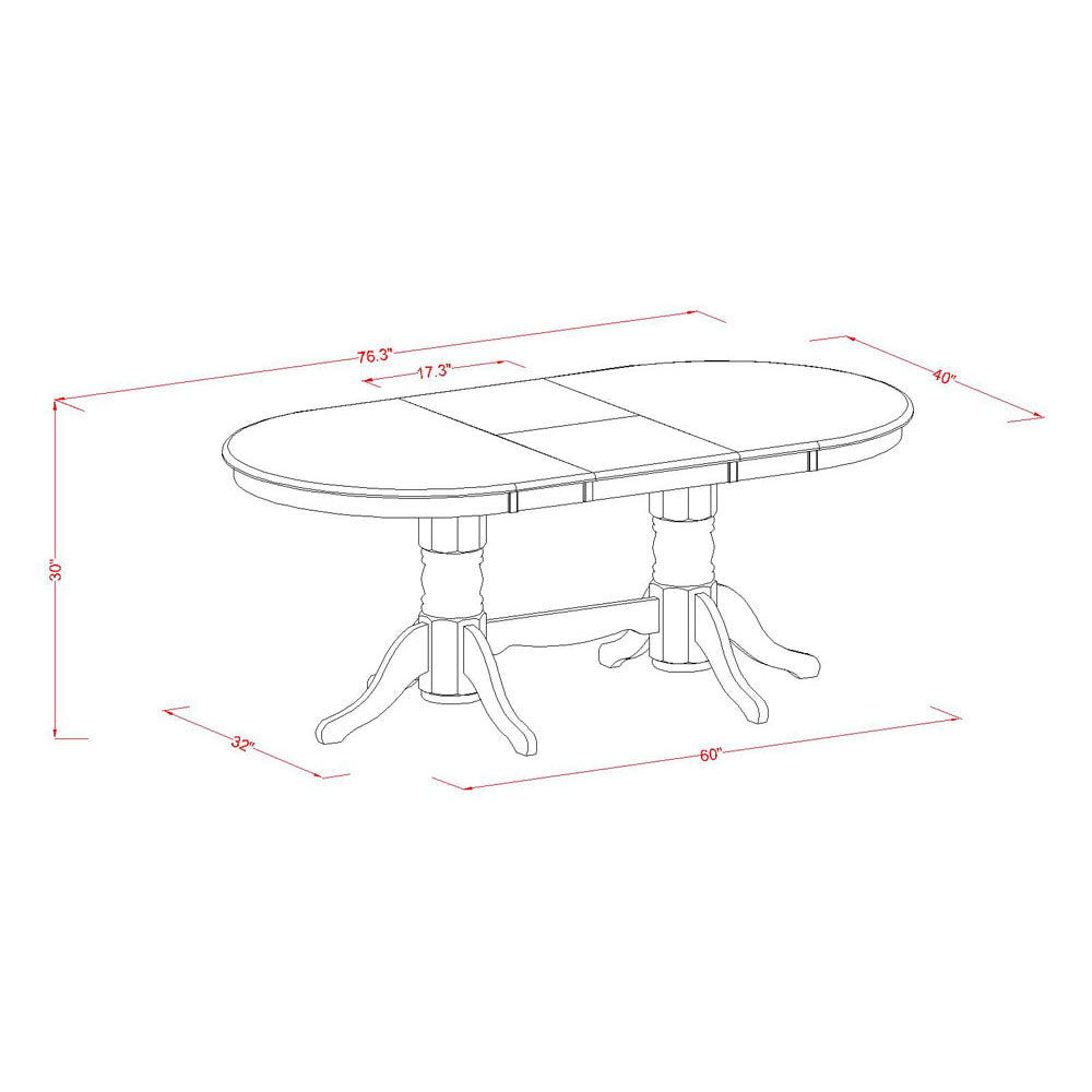 East West Furniture VANC7-ESP-W 7 Piece Modern Dining Table Set Consist of an Oval Wooden Table with Butterfly Leaf and 6 Dining Room Chairs, 40x76 Inch, Espresso