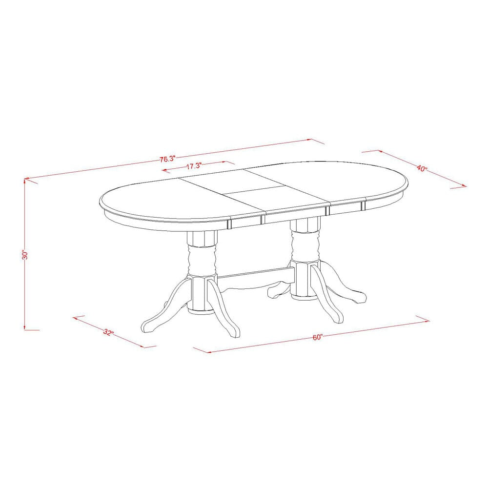 East West Furniture VADA9-LWH-22 9 Piece Dining Room Set Contains an Oval Kitchen Table with Butterfly Leaf and 8 Upholstered Parson Chairs, 40x76 Inch, linen white