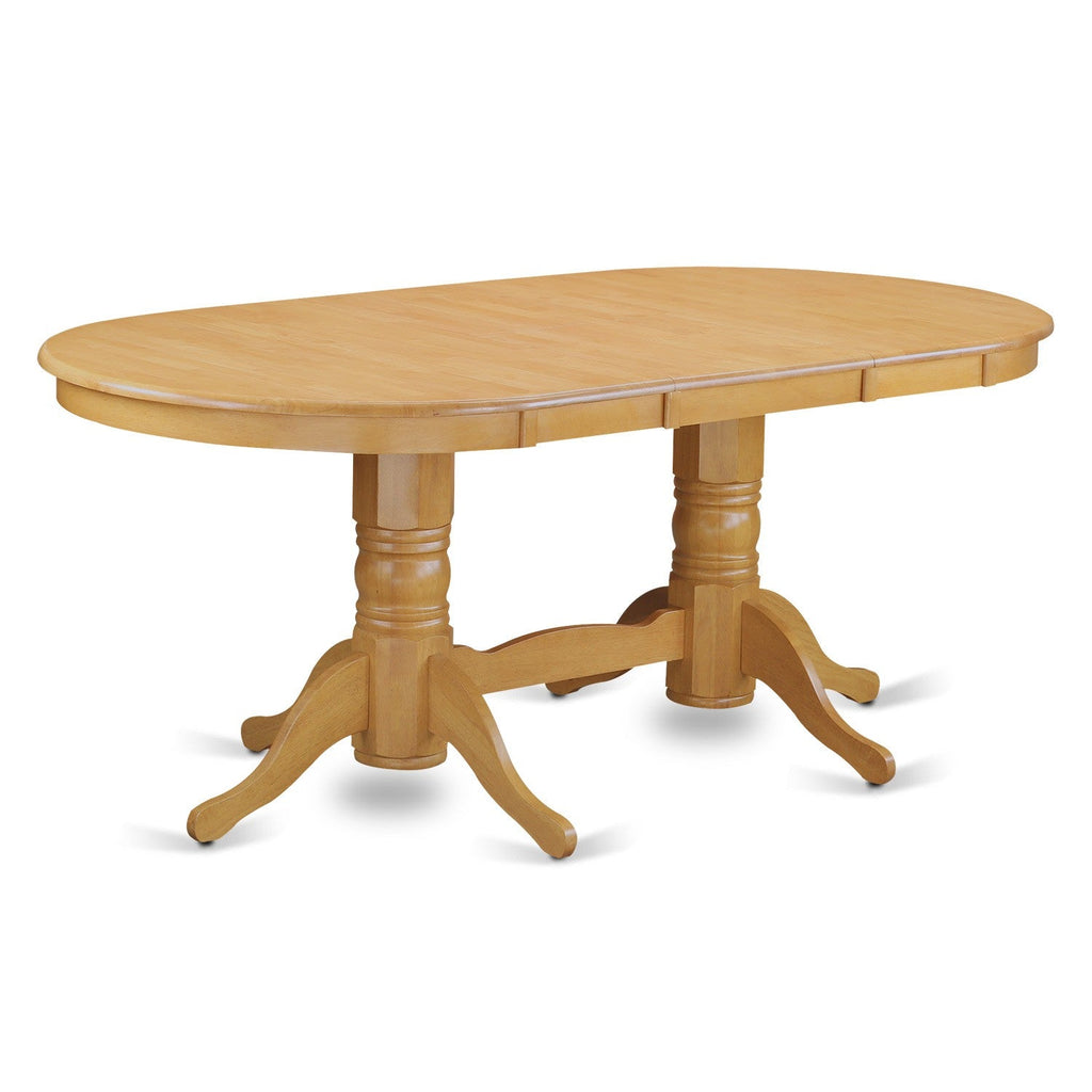 East West Furniture VAT-OAK-TP Vancouver Modern Kitchen Table - an Oval Dining Table Top with Butterfly Leaf & Double Pedestal Base, 40x76 Inch, OAK