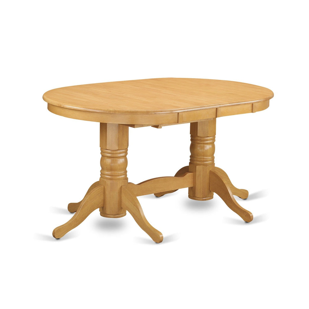 East West Furniture VAT-OAK-TP Vancouver Modern Kitchen Table - an Oval Dining Table Top with Butterfly Leaf & Double Pedestal Base, 40x76 Inch, OAK