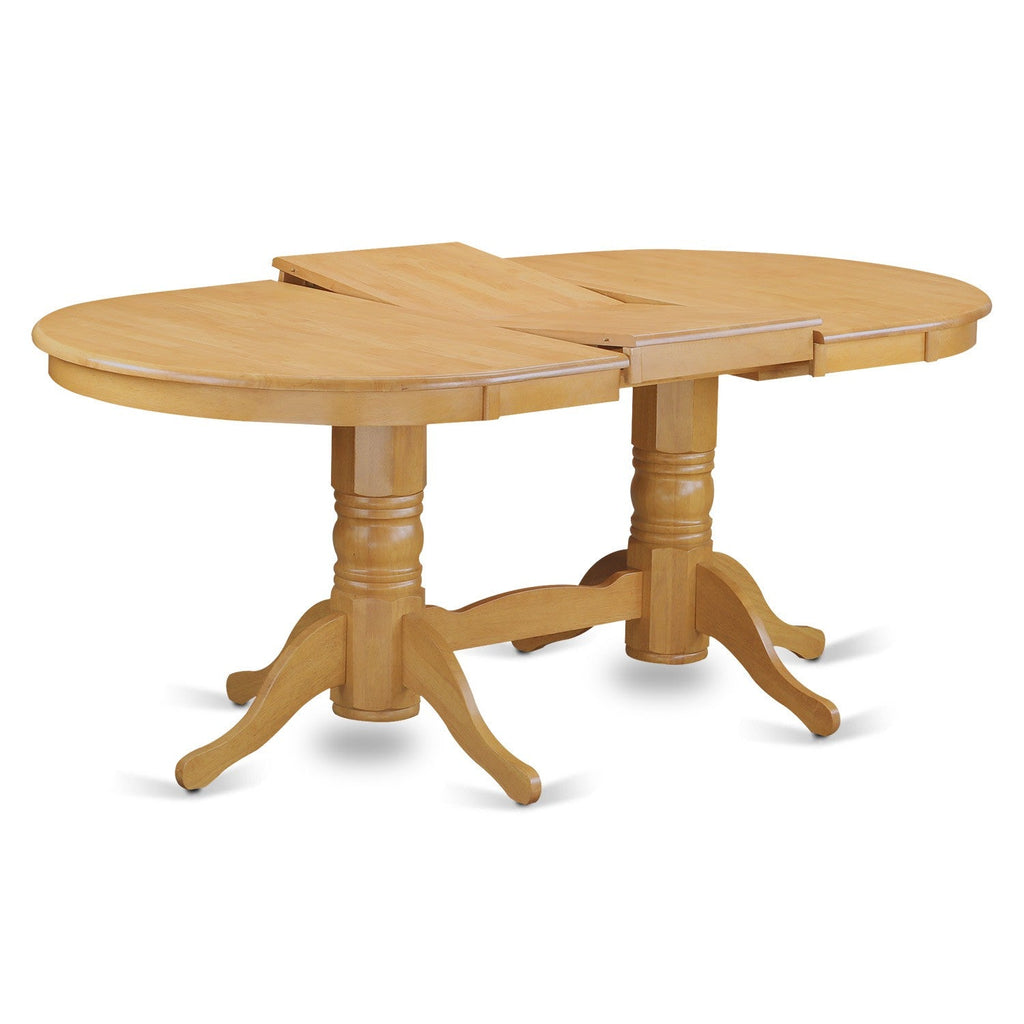 East West Furniture VANC7-OAK-W 7 Piece Kitchen Table & Chairs Set Consist of an Oval Dining Room Table with Butterfly Leaf and 6 Solid Wood Seat Chairs, 40x76 Inch, Oak