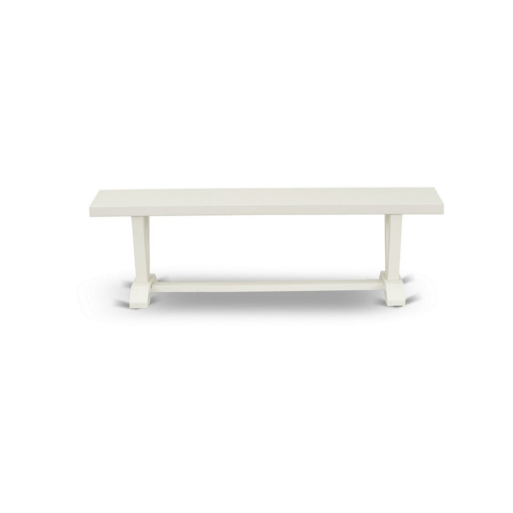 East West Furniture VB026 V-Style Modern Dining Room Bench with Solid Wood Seat, 60x15x18 Inch, Multi-Color