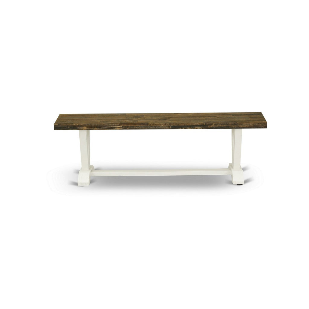 East West Furniture VB076 V-Style Modern Dining Table Bench with Wood Seat, 60x15x18 Inch, Multi-Color