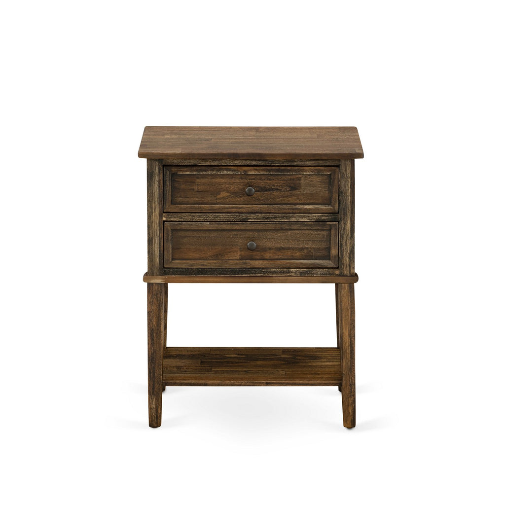 East West Furniture VL-07-ET Valencia Nightstand - Rectangle Bedside Table with 2 Drawers for Bedroom, 16x22 Inch, Distressed Jacobean