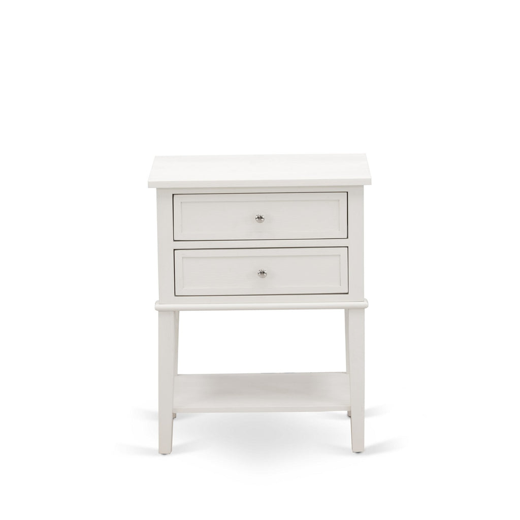 East West Furniture VL-0C-ET Valencia Modern End Table - Rectangle Night Stand with 2 Drawers for Bedroom, 16x22 Inch, Wirebrushed Buttercream