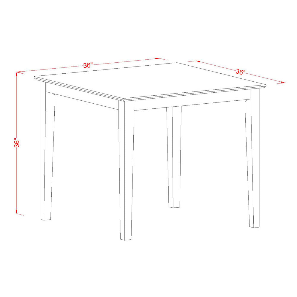 East West Furniture VNQU3-MAH-W 3 Piece Counter Height Pub Set for Small Spaces Contains a Square Dining Room Table and 2 Kitchen Chairs, 36x36 Inch, Mahogany