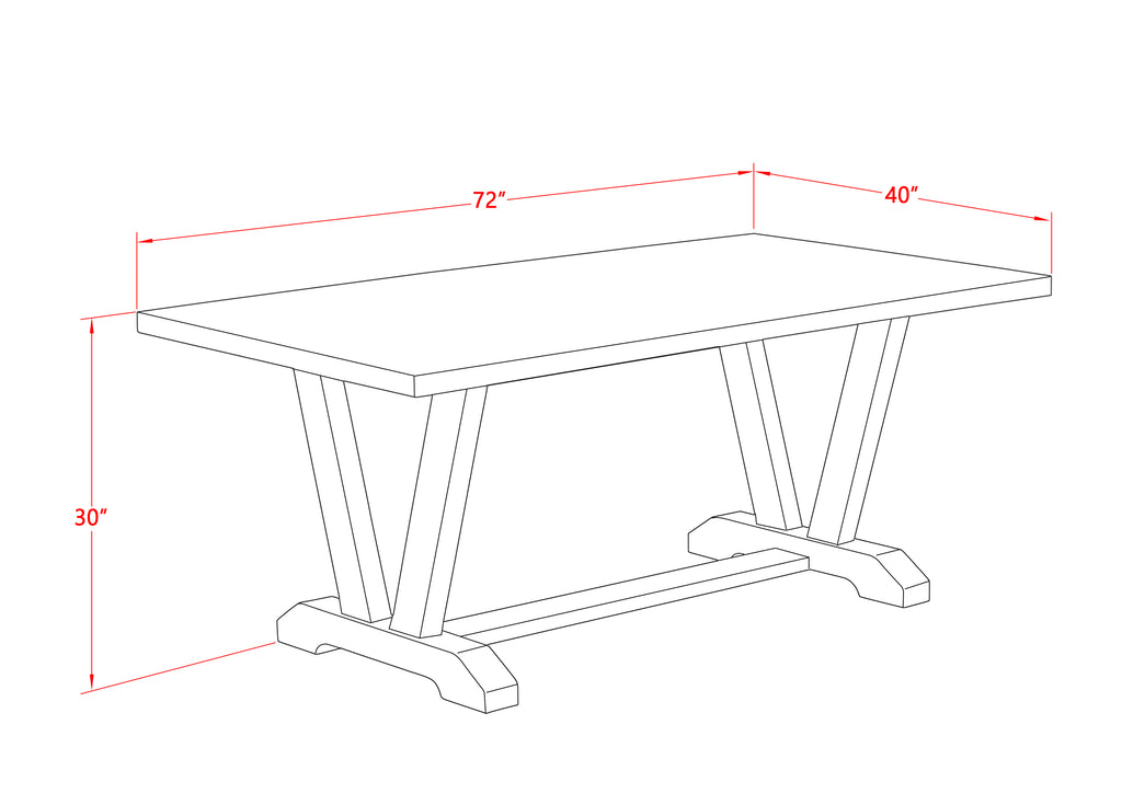 V627VE650-9 9Pc Dining Room Set - 40x72" Rectangular Table and 8 Parson Chairs - Wirebrushed Black & Linen White Color