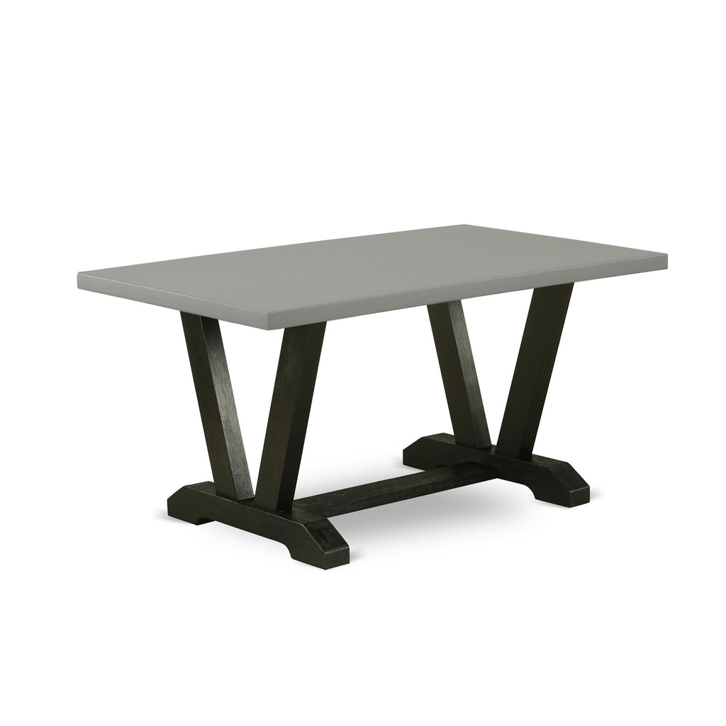V696MZ150-5 5Pc Dinette Set - 36x60" Rectangular Table and 4 Parson Chairs - Wirebrushed Black & Cement Color