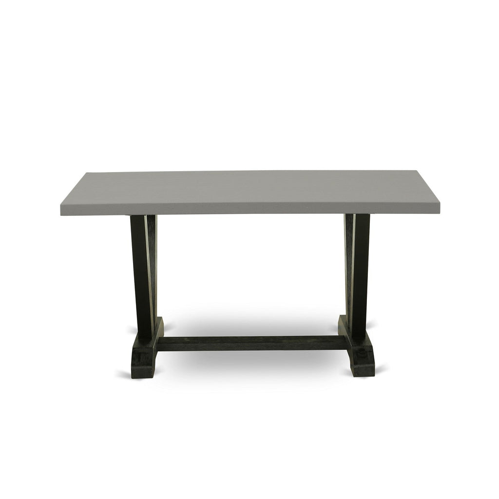 East West Furniture VT696 V-Style Modern Kitchen Table - a Rectangle Dining Table Top with Stylish Legs, 36x60 Inch, Multi-Color