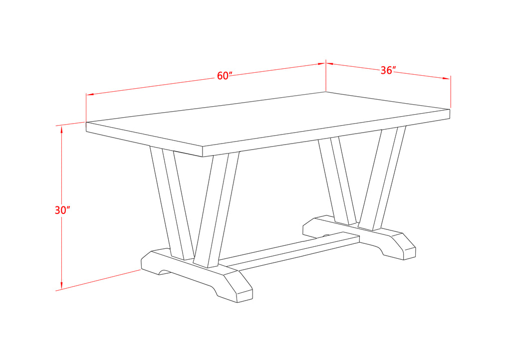 V696VE650-7 7Pc Dining Set - 36x60" Rectangular Table and 6 Parson Chairs - Wirebrushed Black & Cement Color