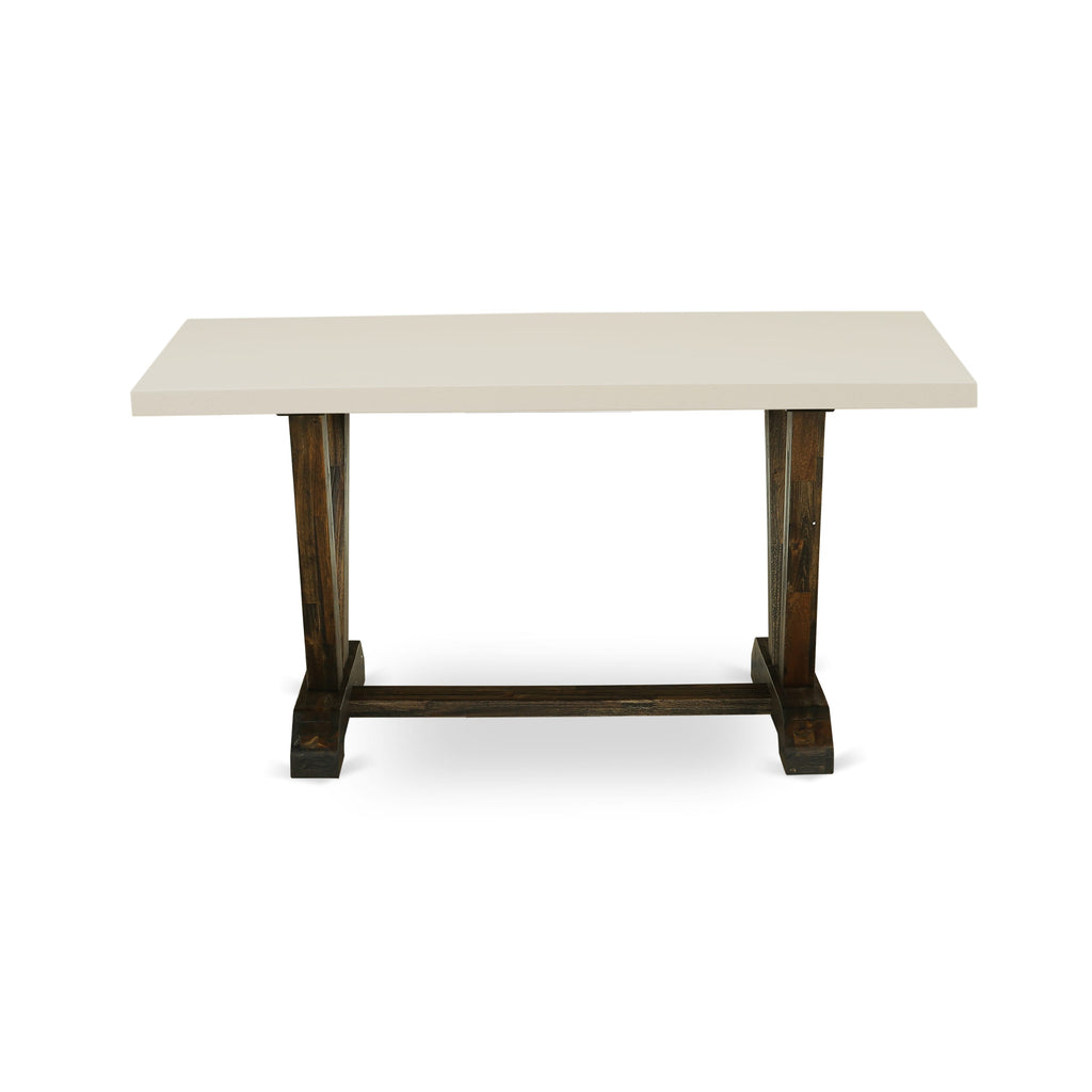 East West Furniture VT726 V-Style Dining Table - a Rectangle Wooden Table Top with Stylish Legs, 36x60 Inch, Multi-Color