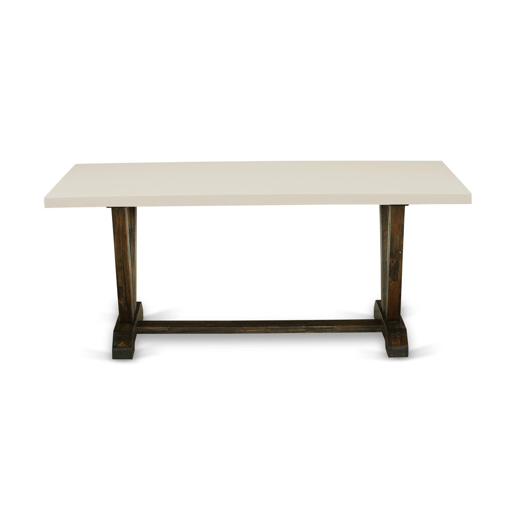 East West Furniture VT727 V-Style Kitchen Table - a Rectangle Dining Table Top with Stylish Legs, 40x72 Inch, Multi-Color