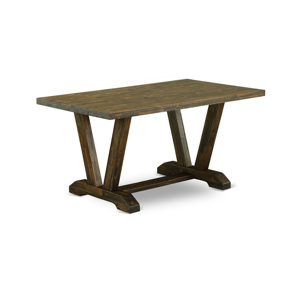 East West Furniture VT776 V-Style Kitchen Dining Table - a Rectangle Wooden Table Top with Stylish Legs, 36x60 Inch, Distressed Jacobean