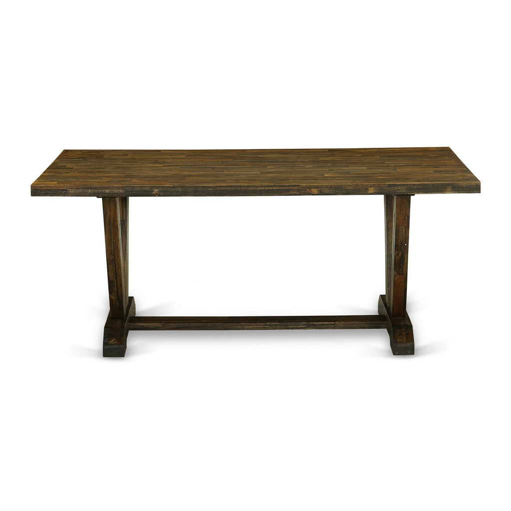 East West Furniture VT777 V-Style Dining Room Table - a Rectangle Solid Wood Table Top with Stylish Legs, 40x72 Inch, Distressed Jacobean