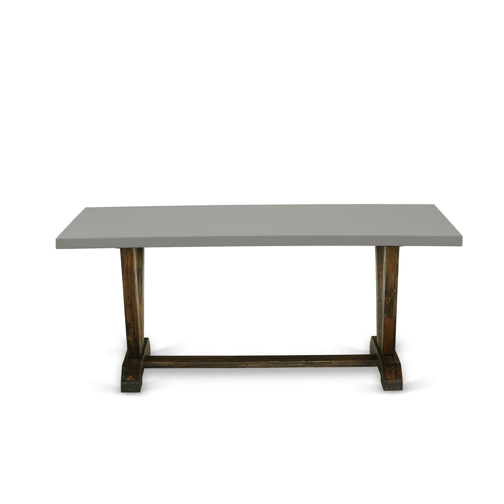 East West Furniture V797VE721-9 9 Piece Dining Table Set Includes a Rectangle Dining Room Table with V-Legs and 8 Blue Color Linen Fabric Parsons Chairs, 40x72 Inch, Multi-Color
