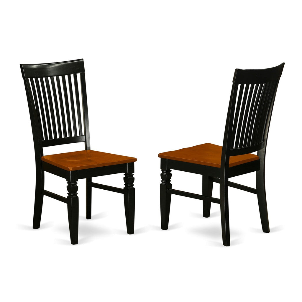 East West Furniture WEC-BCH-W Weston Dining Chairs - Slat Back Wooden Seat Chairs, Set of 2, Black & Cherry