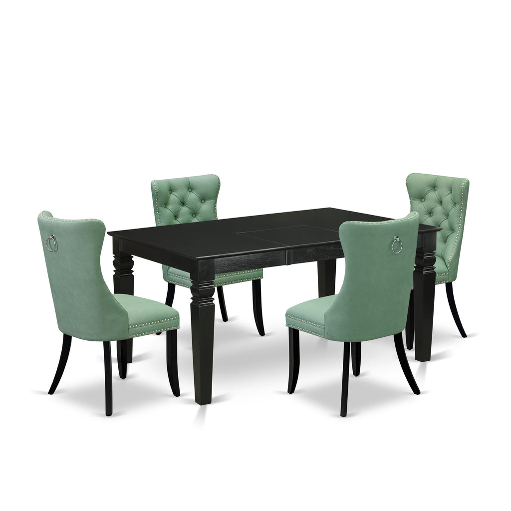 East West Furniture WEDA5-BLK-22 5 Piece Dinette Set Includes a Rectangle Wooden Table with Butterfly Leaf and 4 Parson Dining Chairs, 42x60 Inch, Black