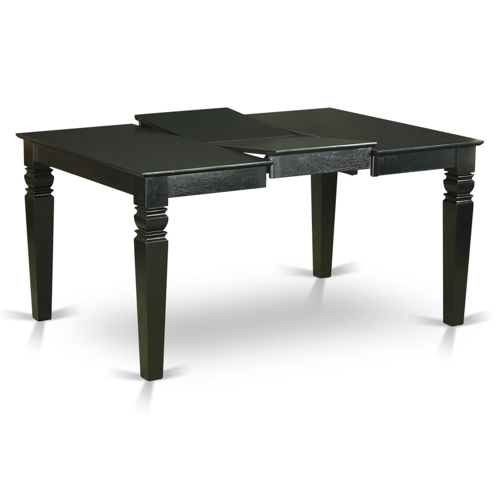 WET-BLK-T Weston 42x60" Rectangular Dining Table with 18" Butterfly Leaf - Black Color