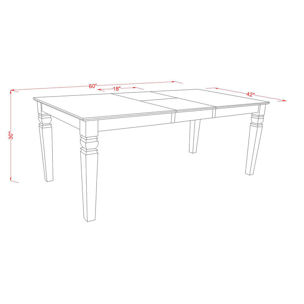 WET-BMK-T Weston 42x60" Rectangular Dining Table with 18" Butterfly Leaf - Buttermilk & Cherry Color