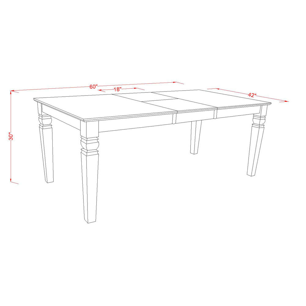 East West Furniture WEQU5-BMK-W 5 Piece Dining Table Set for 4 Includes a Rectangle Kitchen Table with Butterfly Leaf and 4 Dining Room Chairs, 42x60 Inch, Buttermilk & Cherry